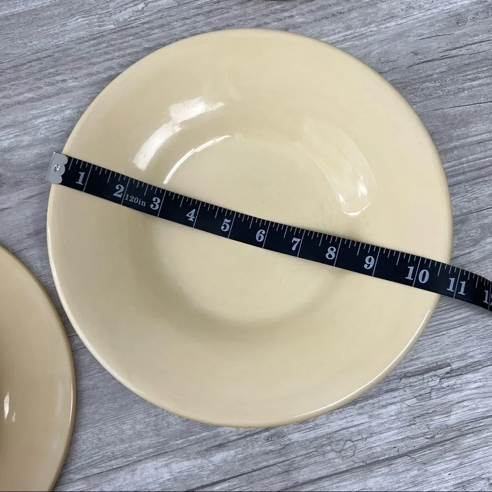 POTTERY BARN Sausalito Amber Yellow 10 1/4 in Rim Salad Plate Handpainted X5